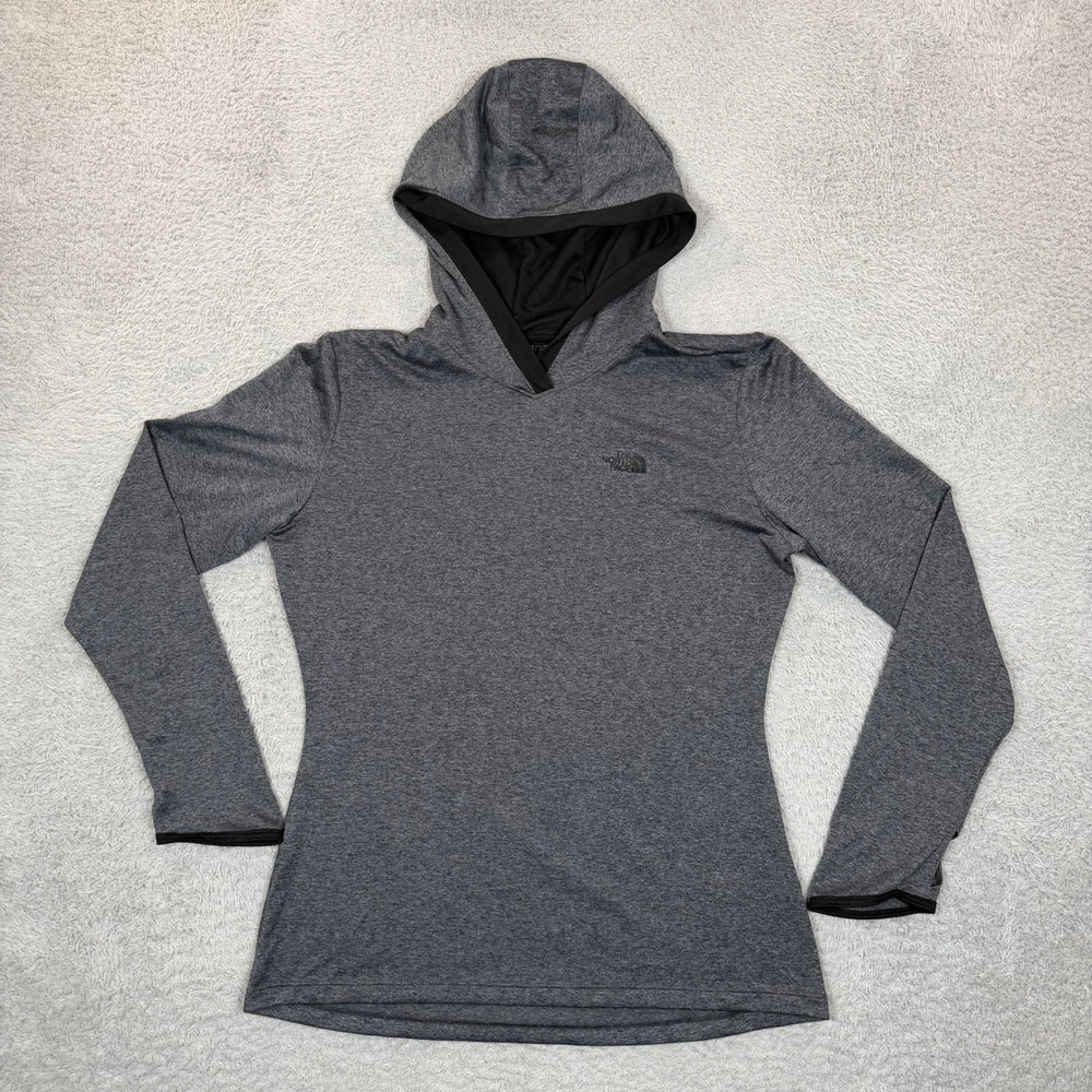 The North Face Womens FlashDry Hoodie Gray Heather Long Sleeve Athletic Size M
